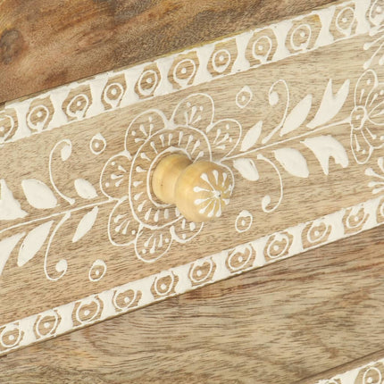 Table De Chevet Peinte À La Main 40X30X60 Cm Bois De Manguier