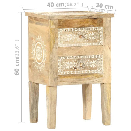 Table De Chevet Peinte À La Main 40X30X60 Cm Bois De Manguier