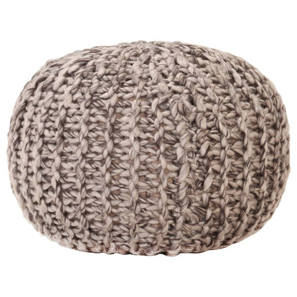 Pouf Tricoté À La Main 50X35Cm Tissu Aspect De Laine