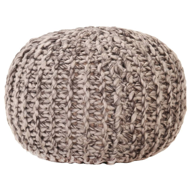 Pouf Tricoté À La Main 50X35Cm Tissu Aspect De Laine