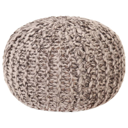 Pouf Tricoté À La Main 50X35Cm Tissu Aspect De Laine