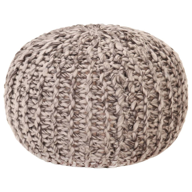 Pouf Tricoté À La Main 50X35Cm Tissu Aspect De Laine