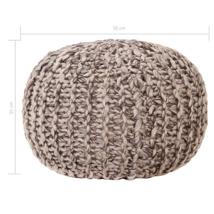 Pouf Tricoté À La Main 50X35Cm Tissu Aspect De Laine