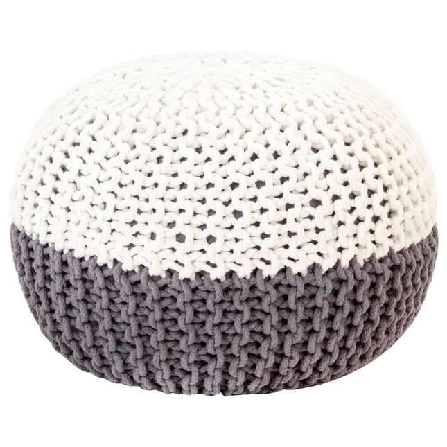 Pouf Tricoté À La Main 50 X 35 Cm Coton