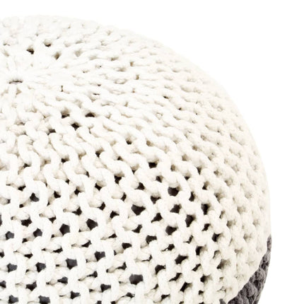 Pouf Tricoté À La Main 50 X 35 Cm Coton