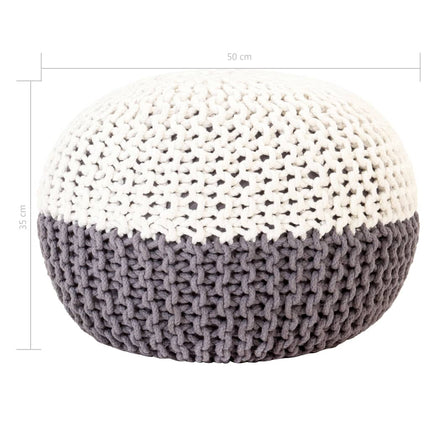 Pouf Tricoté À La Main 50 X 35 Cm Coton