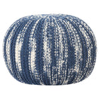 Pouf Tricoté À La Main Et Blanc 50 X 35 Cm Laine