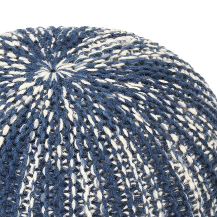 Pouf Tricoté À La Main Et Blanc 50 X 35 Cm Laine