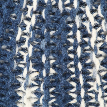 Pouf Tricoté À La Main Et Blanc 50 X 35 Cm Laine