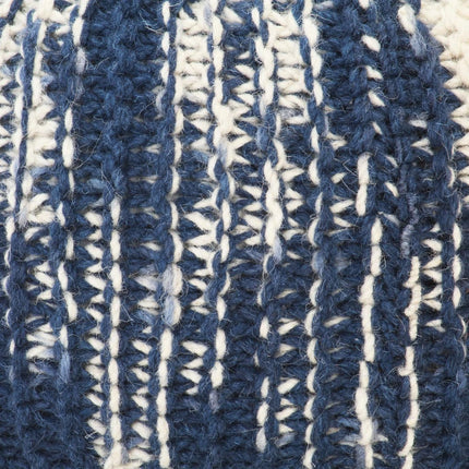 Pouf Tricoté À La Main Et Blanc 50 X 35 Cm Laine
