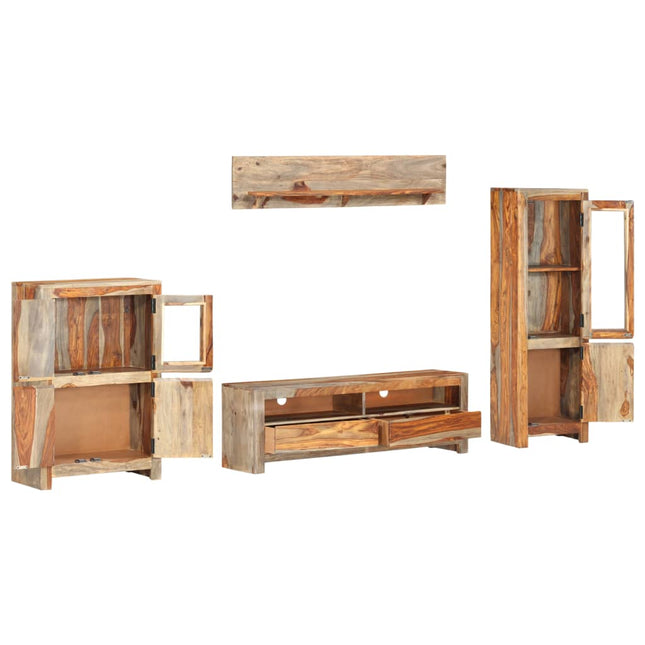 Ensemble De Meuble Tv 4 Pcs Bois Solide