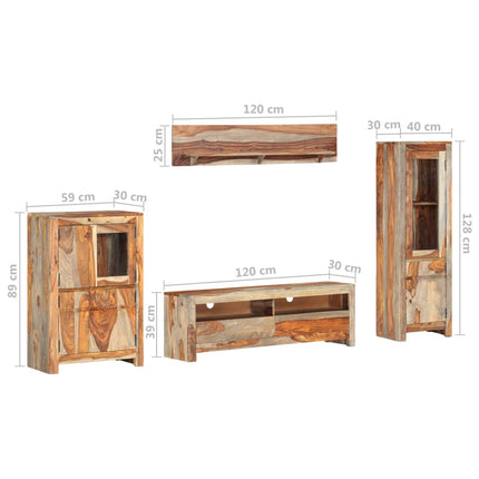 Ensemble De Meuble Tv 4 Pcs Bois Solide