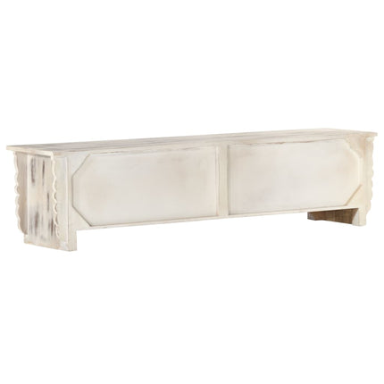 Meuble Tv Blanc 140X30X35 Cm Bois Massif De Manguier