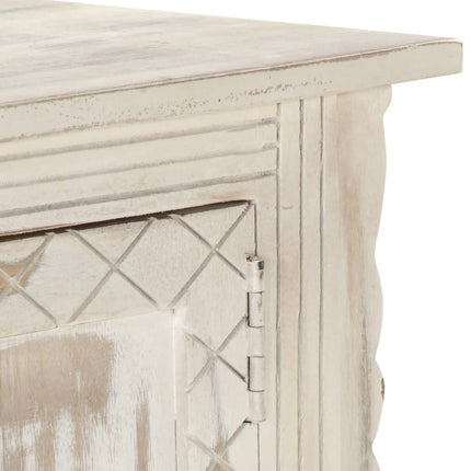 Meuble Tv Blanc 140X30X35 Cm Bois Massif De Manguier
