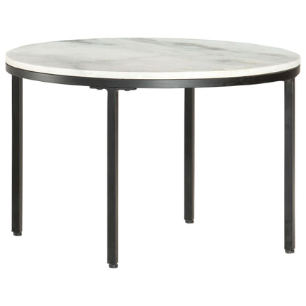 Table Basse Blanc Et Noir Ø65 Cm Marbre Solide Véritable
