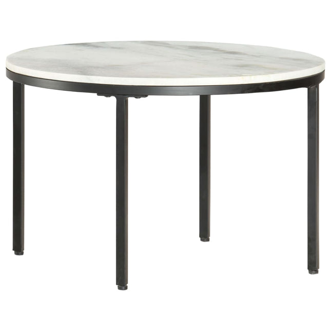 Table Basse Blanc Et Noir Ø65 Cm Marbre Solide Véritable