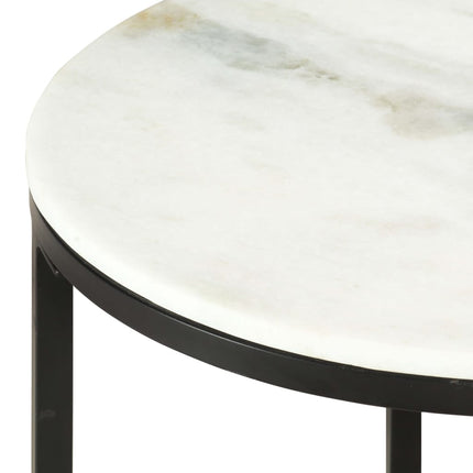 Table Basse Blanc Et Noir Ø65 Cm Marbre Solide Véritable