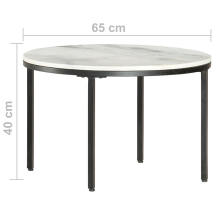 Table Basse Blanc Et Noir Ø65 Cm Marbre Solide Véritable