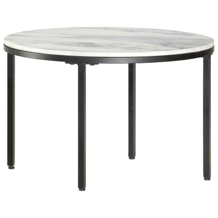 Table Basse Blanc Et Noir Ø65 Cm Marbre Solide Véritable