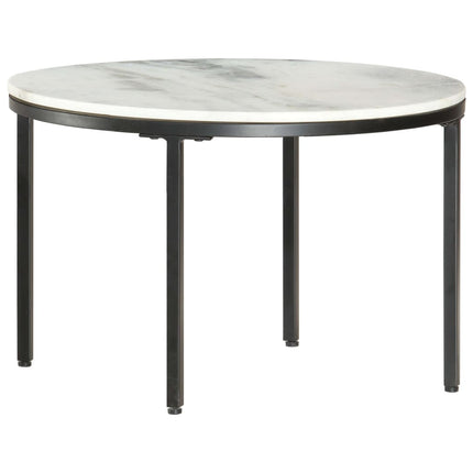 Table Basse Blanc Et Noir Ø65 Cm Marbre Solide Véritable