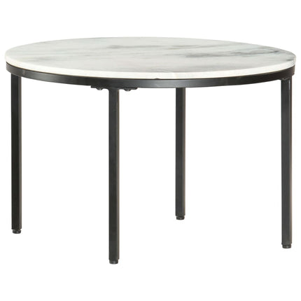 Table Basse Blanc Et Noir Ø65 Cm Marbre Solide Véritable