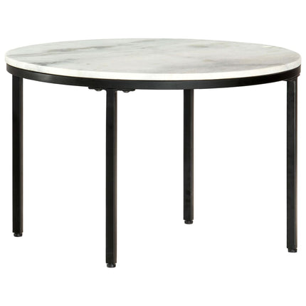 Table Basse Blanc Et Noir Ø65 Cm Marbre Solide Véritable