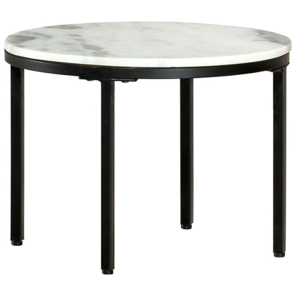 Table Basse Blanc Et Noir Ø65 Cm Marbre Solide Véritable