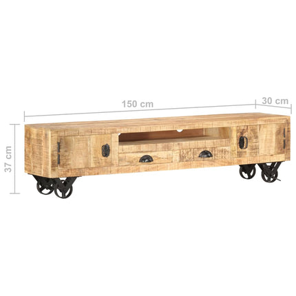 Meuble Tv 150X30X37 Cm Bois Solide De Manguier