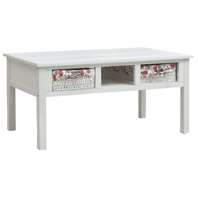 Table Basse Blanc 99,5X60X48 Cm Bois