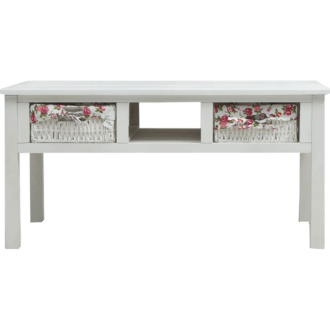 Table Basse Blanc 99,5X60X48 Cm Bois
