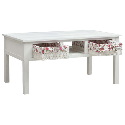 Table Basse Blanc 99,5X60X48 Cm Bois