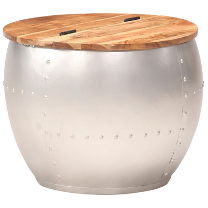 Table Basse Forme De Bol Avec Base En Acier Bois Recyclé