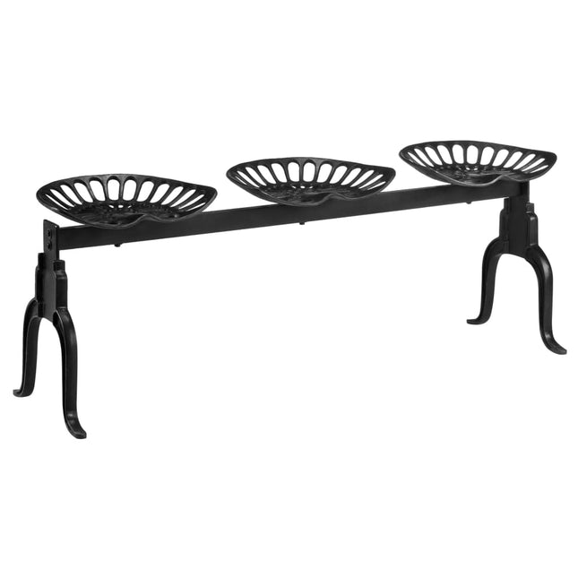 Banc À 3 Places 155 Cm Noir Fonte