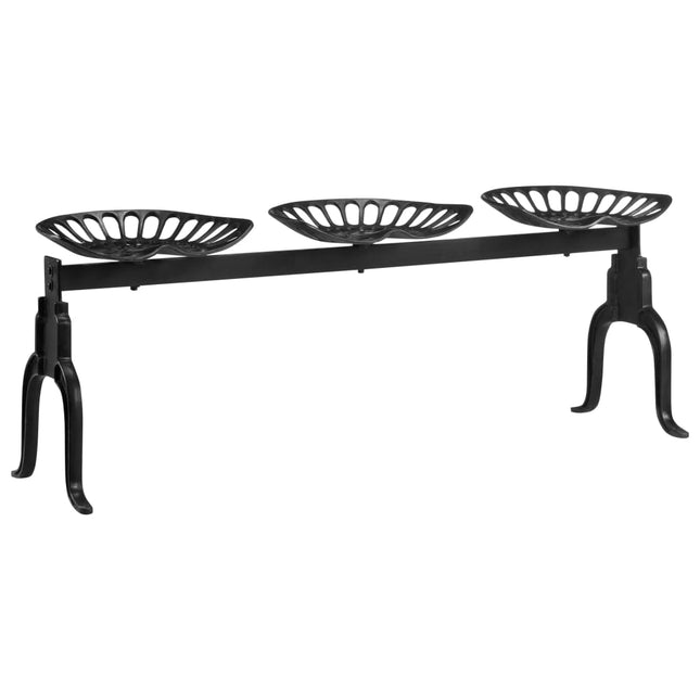 Banc À 3 Places 155 Cm Noir Fonte