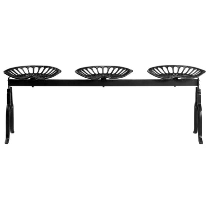 Banc À 3 Places 155 Cm Noir Fonte