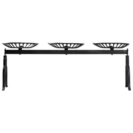 Banc À 3 Places 155 Cm Noir Fonte