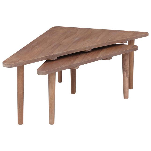 Tables Basses 2 Pcs Bois De Teck Solide