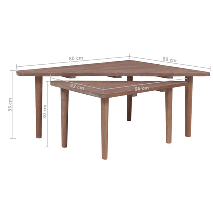 Tables Basses 2 Pcs Bois De Teck Solide