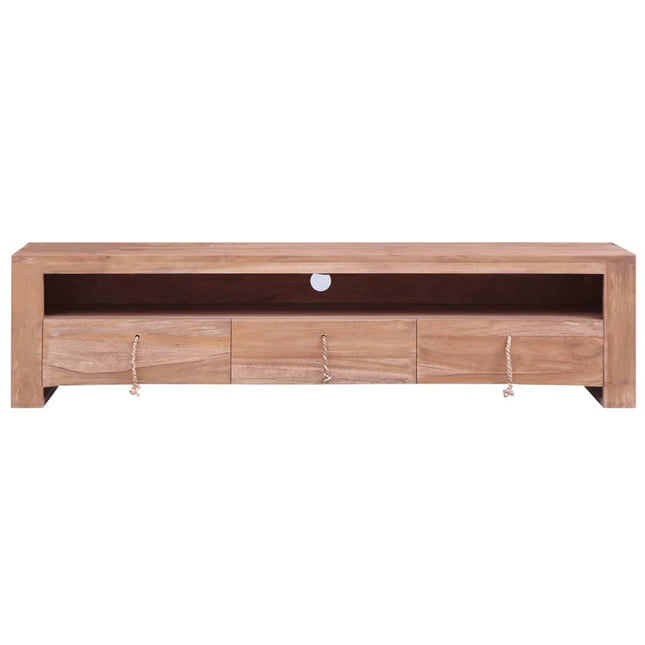 Meuble Tv 140X30X35 Cm Bois De Teck Massif