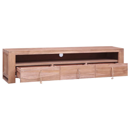 Meuble Tv 140X30X35 Cm Bois De Teck Massif