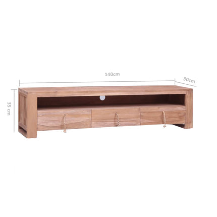 Meuble Tv 140X30X35 Cm Bois De Teck Massif