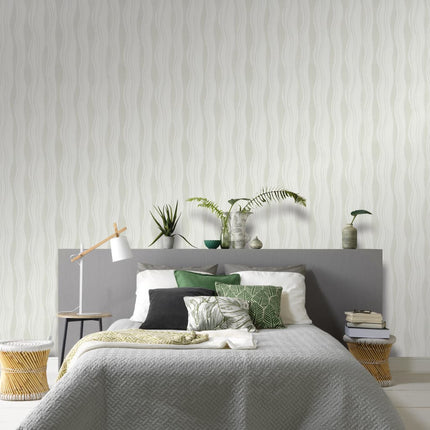 Rouleaux De Papier Peint Non Tissé 4 Pcs Blanc 0,53X10 M Vagues