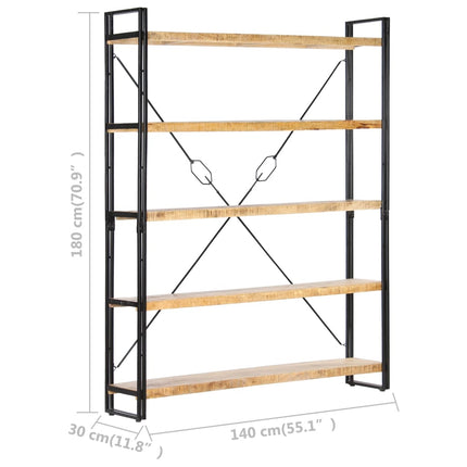Bibliothèque À 5 Niveaux 140X30X Bois De Manguier Solide Marron