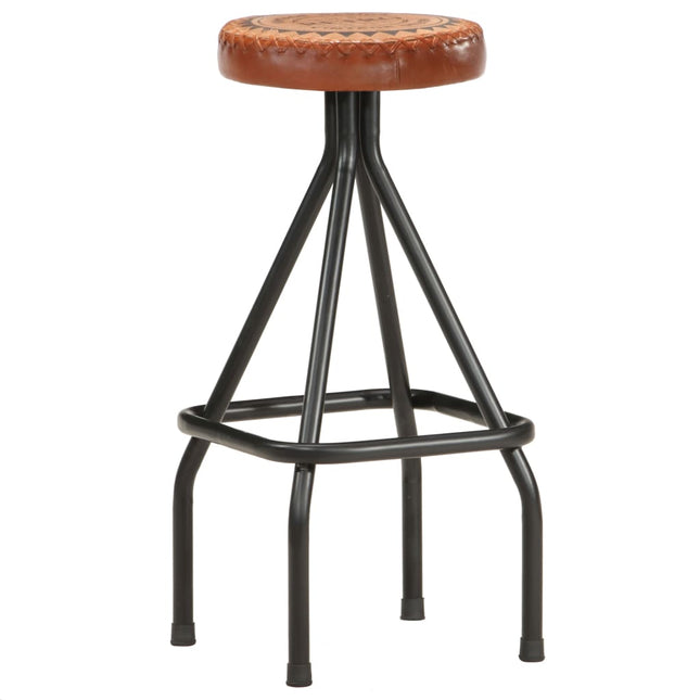 Tabourets De Bar Lot De 2 Cuir Véritable Et Toile