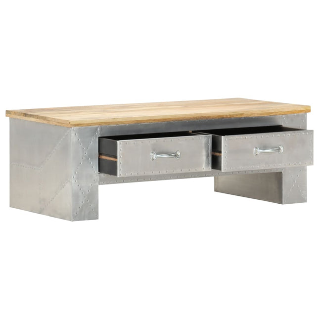 Table Basse Aviateur 100X50X36 Cm Bois De Manguier Massif