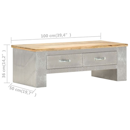 Table Basse Aviateur 100X50X36 Cm Bois De Manguier Massif