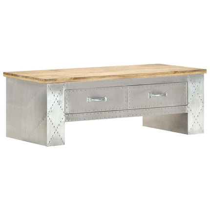 Table Basse Aviateur 100X50X36 Cm Bois De Manguier Massif