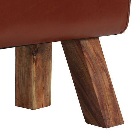 Banc Cheval D'arçon Vintage Cuir Véritable De Chèvre