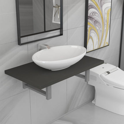 Meuble De Salle De Bain En Deux Pièces Céramique Chêne