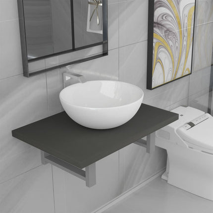 Meuble De Salle De Bain En Deux Pièces Céramique Chêne